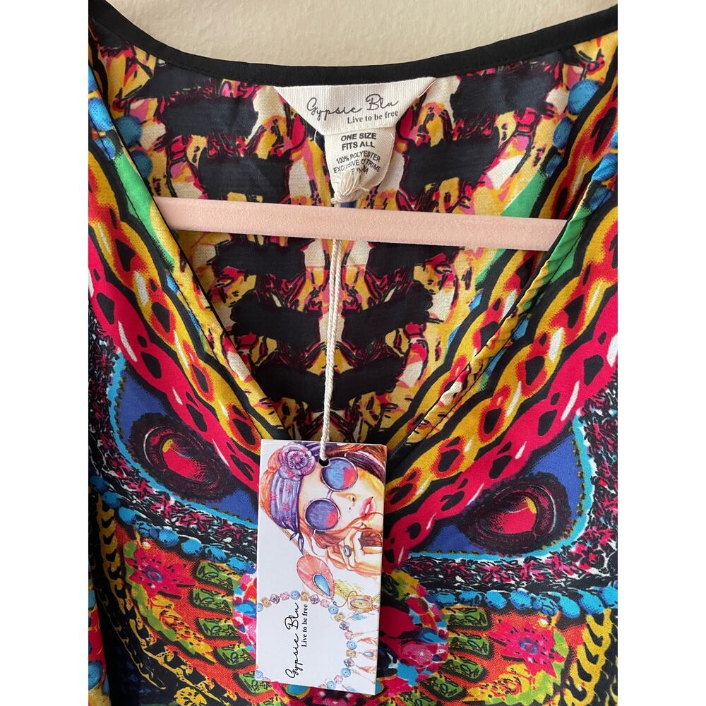 Gypsie Blu Rainbow Jewel One Size Caftan - Picture 2 of 7